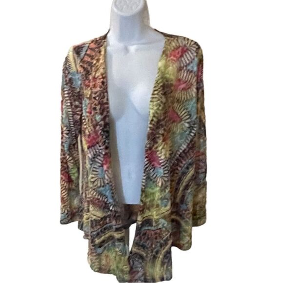 Unique and Colorful Boho Open Front Cardigan, Size Large - Picture 1 of 8